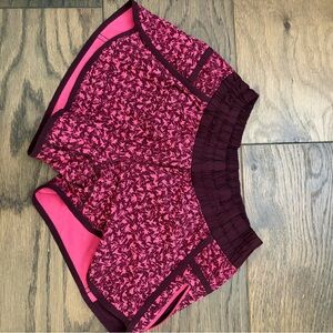 lululemon athletica Pink Maroon Patterned Running Shorts size 6 EUC